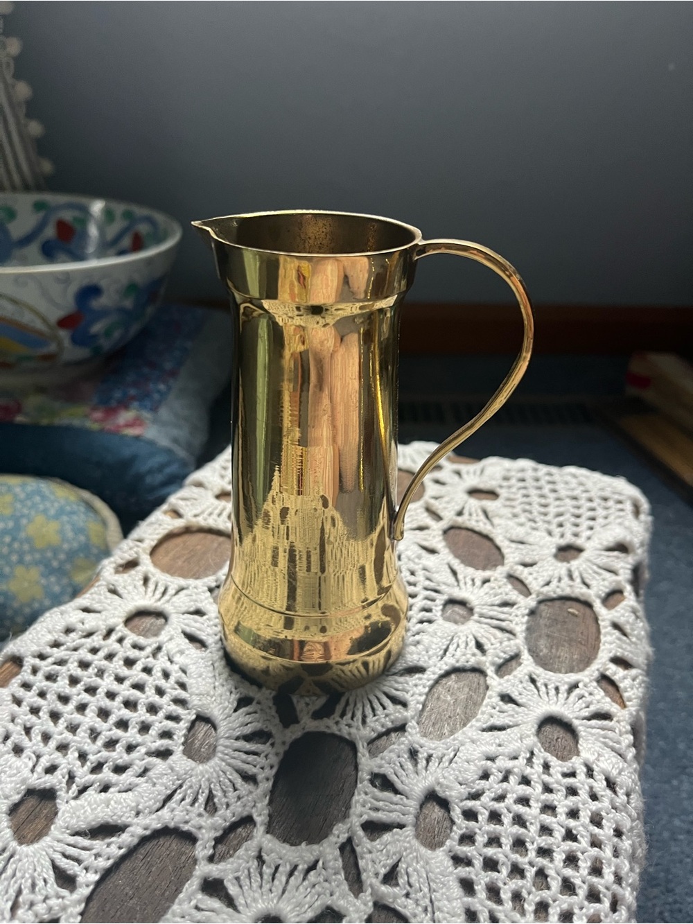 Vintage Solid Brass small Pitcher Vase - Shiny finish